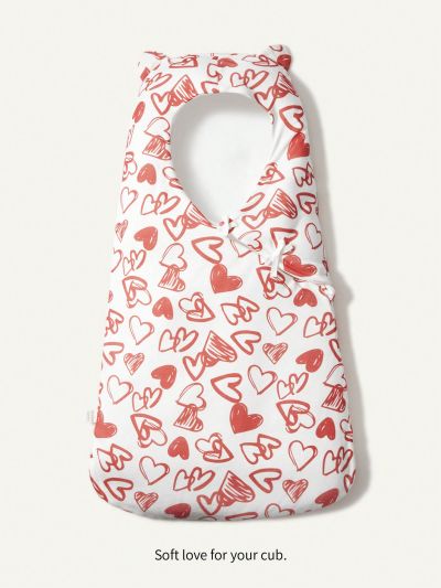 1pc Sleeping Bag With White Background And Red Heart Print