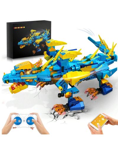 Remote & APP Control Dragon Building Kit RC Dragon Building Block Kit Educational Birthday Gifts Toys for 7 8 9 10 11 12-15 Years Old Boys Girls