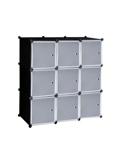 1 Set Of Storage Organizer Diy 9-cube Storage Shelving With Doors For Bedroom Living Room