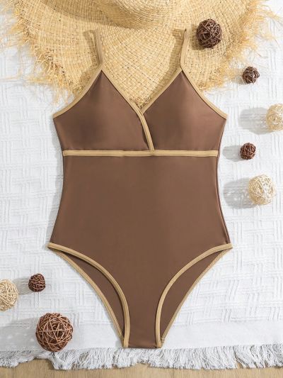 Tween Girls' Colorblock Swimsuit With Contrast Trim, One Piece