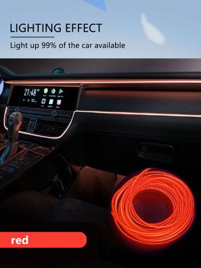 1pc New Arrival 3m Car Ambient Cold Light High Brightness Usb El Light Strip, 12v
