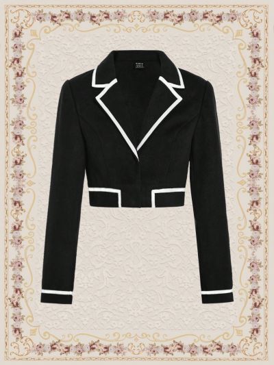 SHEIN DECDS Women'S Lapel Collar Blazer With Contrast Trim