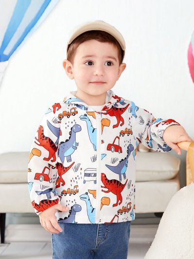 Baby Boys' Spring Fun Dinosaur Printed Casual Daily Wear Sports Streetwear Long Sleeve Jacket