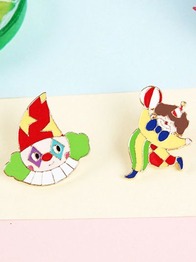 2pcs Universal Funny & Cute Clown Shaped Decorative Brooch