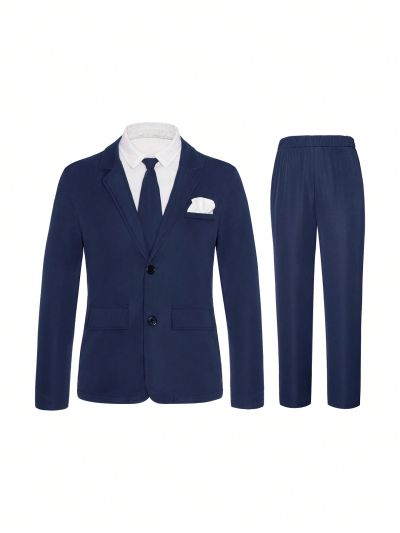 Boys' Slim Fit Gentleman Suit With Patchwork Design