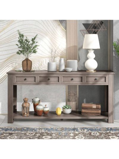 Merax Console Table/Sofa Table with Storage Drawers and Bottom Shelf for Entryway Hallway