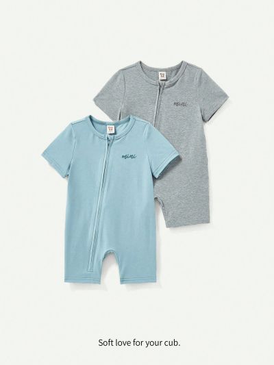 Cozy Cub Baby Boy Letter Print Short Sleeve Romper And Shorts Set, Summer