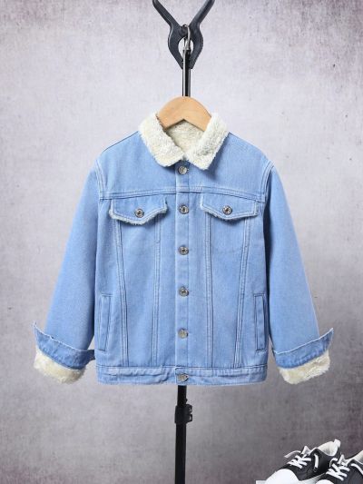 Tween Boy Flap Detail Button Front Teddy Lined Denim Jacket
