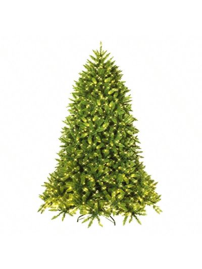 Gymax 7.5ft Pre-lit LED PVC Christmas Fir Tree w/8 Flash Mode Patio