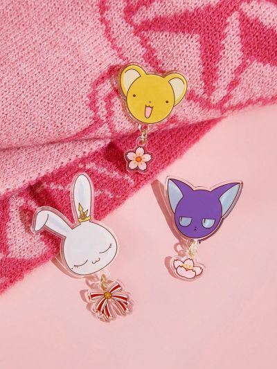 CARDCAPTOR SAKURA | SHEIN 3pcs/set Cartoon Animal Design Decorative Brooch Pin