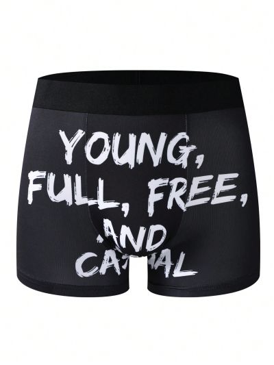 Men'S Printed Square Leg Boxer Shorts With Slogan