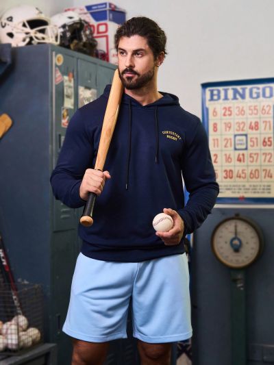 Daily&Casual Men'S Letter Printed Drawstring Hoodie And Shorts Sports Suit