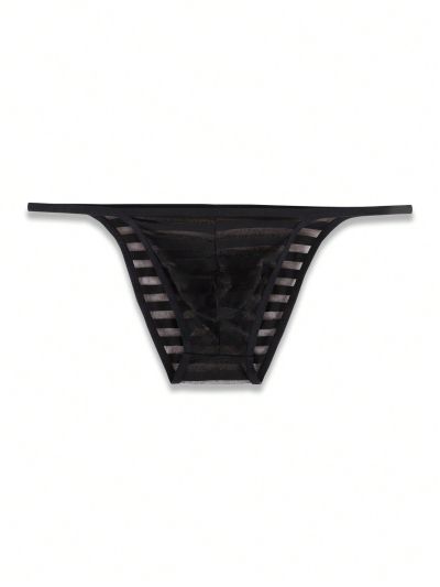 Men's High-cut Thong With Horizontal Stripes