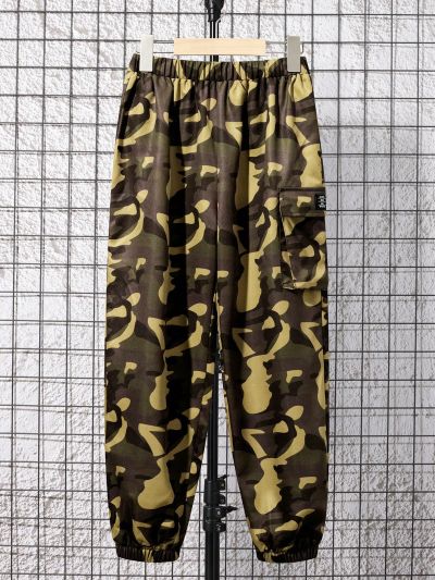 SHEIN Boys' Loose-fit Camo Jogger Pants With Elastic Cuffs