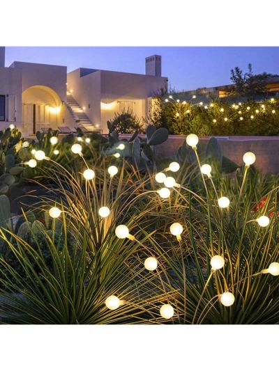 2pcs Solar Powered Garden Lights With 12 Led Bulbs, Decorative Light With Flickering Effect, Suitable For Halloween, Christmas, Lawn