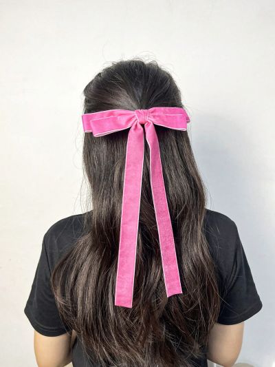 1pc Solid Color Velvet Fashionable Simple Bowknot Hair Clip For Women, Suitable For Daily Wear