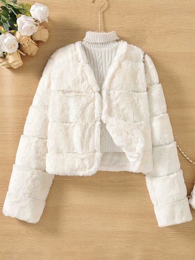 Teen Girls' Button Up Fuzzy Jacket