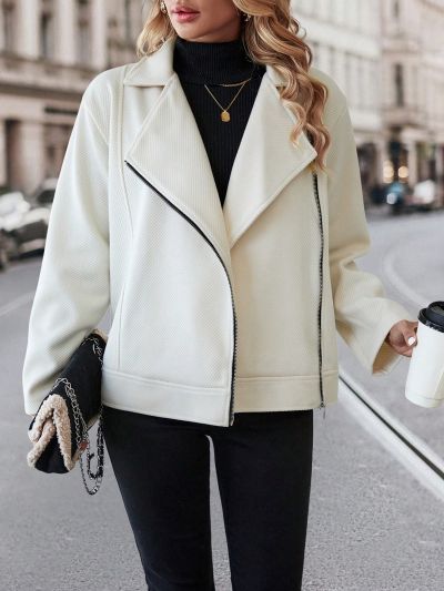 SHEIN Essnce Oversized Notched Lapel Drop Shoulder Woolen Coat