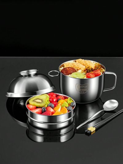 1pc Thickened 18/8 Stainless Steel Large Capacity Quick Meal Cup, Ideal For Dormitory Use
