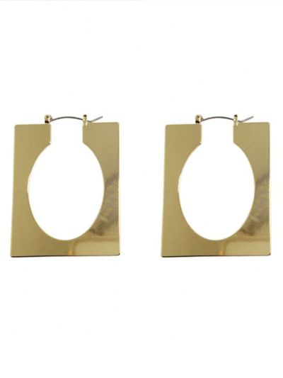 1pair Original Design Vintage Rectangular Metallic Earrings, Suitable For Women's Daily Dressing