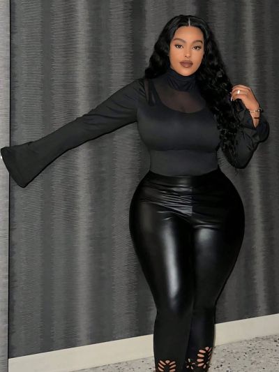 SHEIN Slayr Plus Size Women'S Mesh Splicing T-Shirt