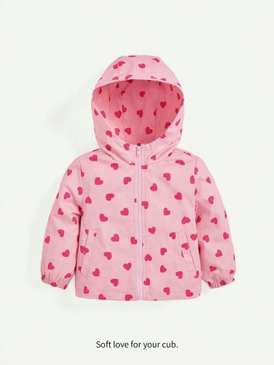 Cozy Cub Infant Girls' Sweetheart Pattern Hooded Regular Shoulder Jacket