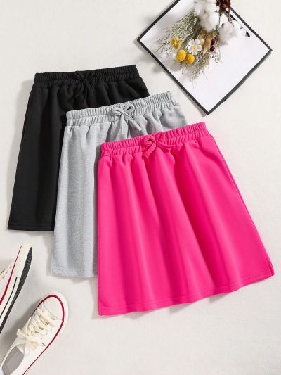 3pcs Teen Girls' Sporty & Casual Basic Skirts