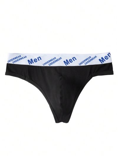 Men'S Letter Print Drawstring Thong Underwear