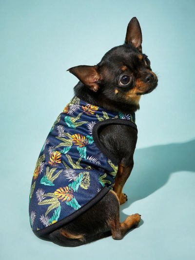 PETSIN Petsin Pet Leaf Print Vacation Style Vest For Cats And Dogs, 1pc