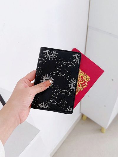 Pati Paints Vintage Sun And Cloud Design Leather Passport Cover, Unique Passport Holder