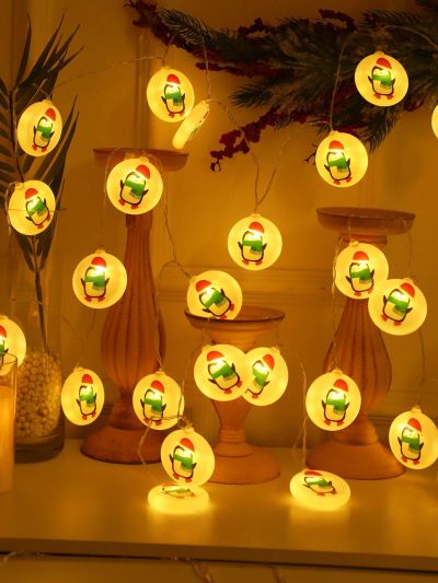 1pc 10led 1.5m Christmas Penguin Pattern Led Decorative String Light For Festival Activities Indoor Window Display
