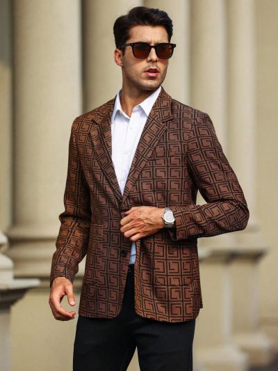 Men's Slim Fit All Over Print Suit Jacket