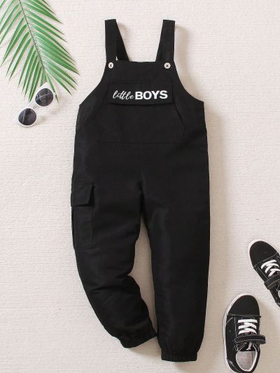 SHEIN Toddler Boys' Adjustable Shoulder Strap Detail Flip Cover Jumpsuit, Spring/Summer