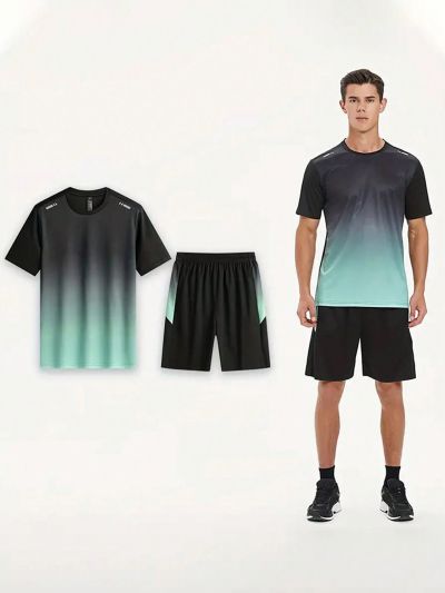 Men's Gradient Short-sleeved Shorts Referee Uniform Suit
