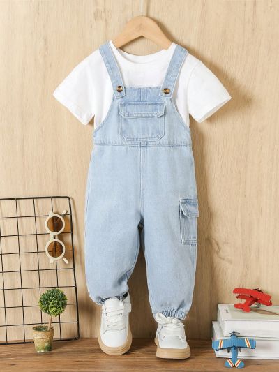 Infant Boy'S Casual Cute Denim Overall Shorts