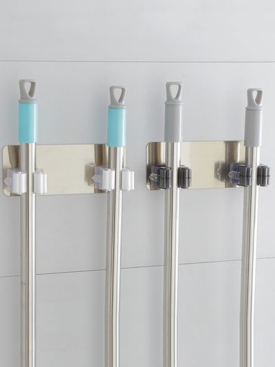 Adhesive Multi-Purpose Hook Wall Mounted Mop Organizer Holder Rack Brush Broom Hanger Hook Kitchen Bathroom Strong Hook