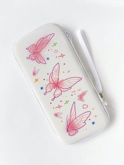 1pc Simple & Personalized Butterfly Design Switch Carrying Case, Portable Protective Cover For Joy-con Controllers & Game Cards Storage