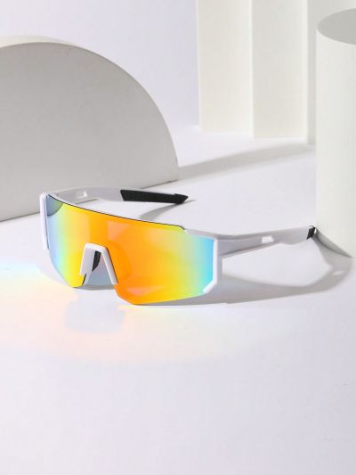 White Frame Coated Red Mercury Lens Men's Fashion Sunglasses