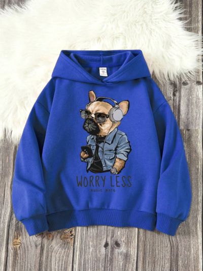 SHEIN Tween Boys' Casual Cartoon Printed Long Sleeve Hooded Sweatshirt For Autumn And Winter