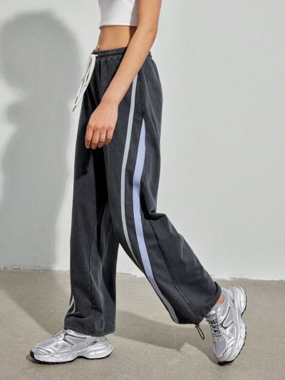 Forever 21 Women'S Color Block Drawstring Side Stripe Joggers