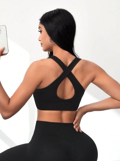 Yoga Basic Women's Cross Hollow Out Back Sports Bra