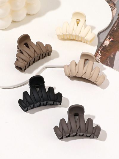 5pcs/set 4cm Coffee Matte Wave Hair Claw Clips