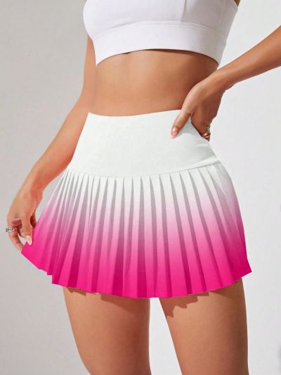 SHEIN Daily&Casual Women's Gradient Pleated Skort For Sports