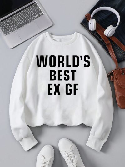 Letter Printed Drop Shoulder Sweatshirt