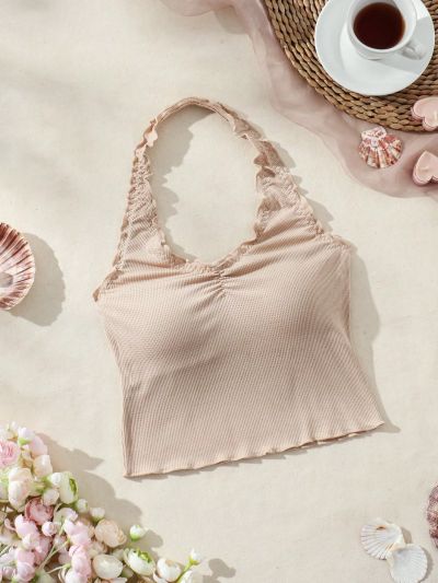 SHEIN Women'S Four Seasons Basic Halter Neck Top