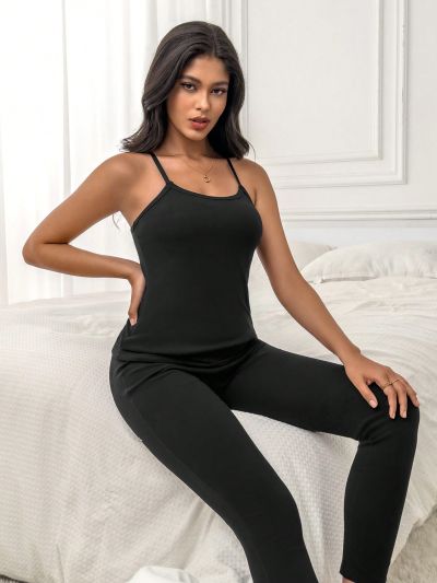 Butterfly Patched Cami Thermal Underwear Set