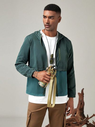 In My Nature Men'S Colorblock Zip-Up Hooded Sun Protection Jacket