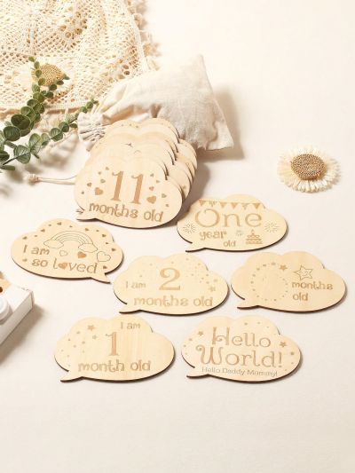 Baby Girl Newborn Photography 14pcs Letter Graphic Monthly Milestones Prop