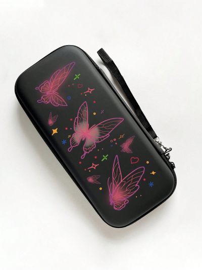 1pc Simple & Stylish Butterfly Design Switch Console Carrying Case With Game Card Slots And Joy-con Cover