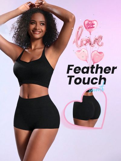 SHEIN Leisure Solid Color Wide Waistband Sports Shorts